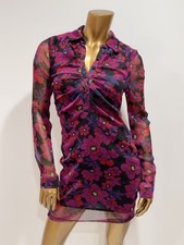 Forever 21 Women's Floral Mesh Print Long Sleeve Shirt Mini Dress Size M