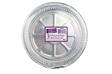 Nicole Home Collection Set with Dome Lid-9" | Pack of 3 Aluminum Pans, 3 coun...