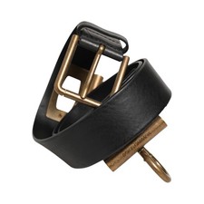 DOLCE & GABBANA Belt Black Leather Side Rings Brass Buckle 90cm / 36in 1430usd