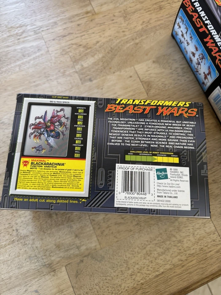Transformers Beast Wars Transmetals 2 Blackarachnia Spider 80448 (1999) Sealed - Image 2 of 2