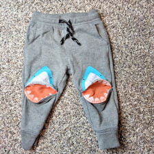 Cat & Jack Baby Boys 18 Months Grey Sweatpants Joggers Shark Knees