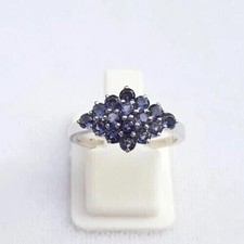 2Ct Round Lab-Created Blue Sapphire Cluster Wedding Ring 14K White Gold Plated