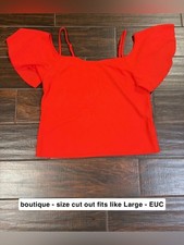 Red Off-Shoulder Ruffle Sleeve Women's Top