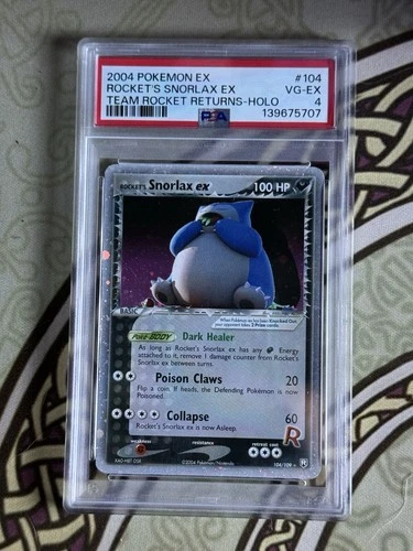 2004 POKEMON EX TEAM ROCKET RETURNS #104 ROCKET'S SNORLAX EX-HOLO PSA 4