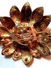 Vtg Ciner Purple Brown Rhinestone Enamel Large Flower Gold Tone Brooch -Gorgeous — photo 6