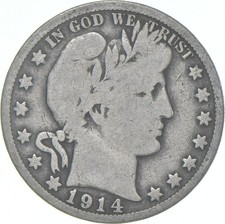 1914-S Barber Half Dollar Average Circ