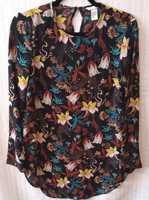 H & M Botanical Garden Floral Print Tunic Top Blouse  Size 4