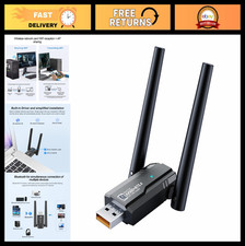 High-Speed USB WiFi 6  Bluetooth 5.4 Adapter, 900Mbps Dual Band 5G/2.4G, 5dBi A