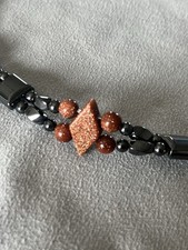 Double-strand magnetic therapy bracelet featuring black hematite beads