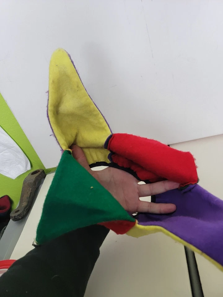 Sombrero bufón de fieltro multicolor vintage cosplay recreación renacimiento Halloween Foto 2 de 4