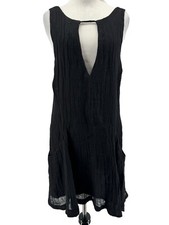 Free People Black Smooth Sailing Linen Keyhole Mini Tank Dress Size Small