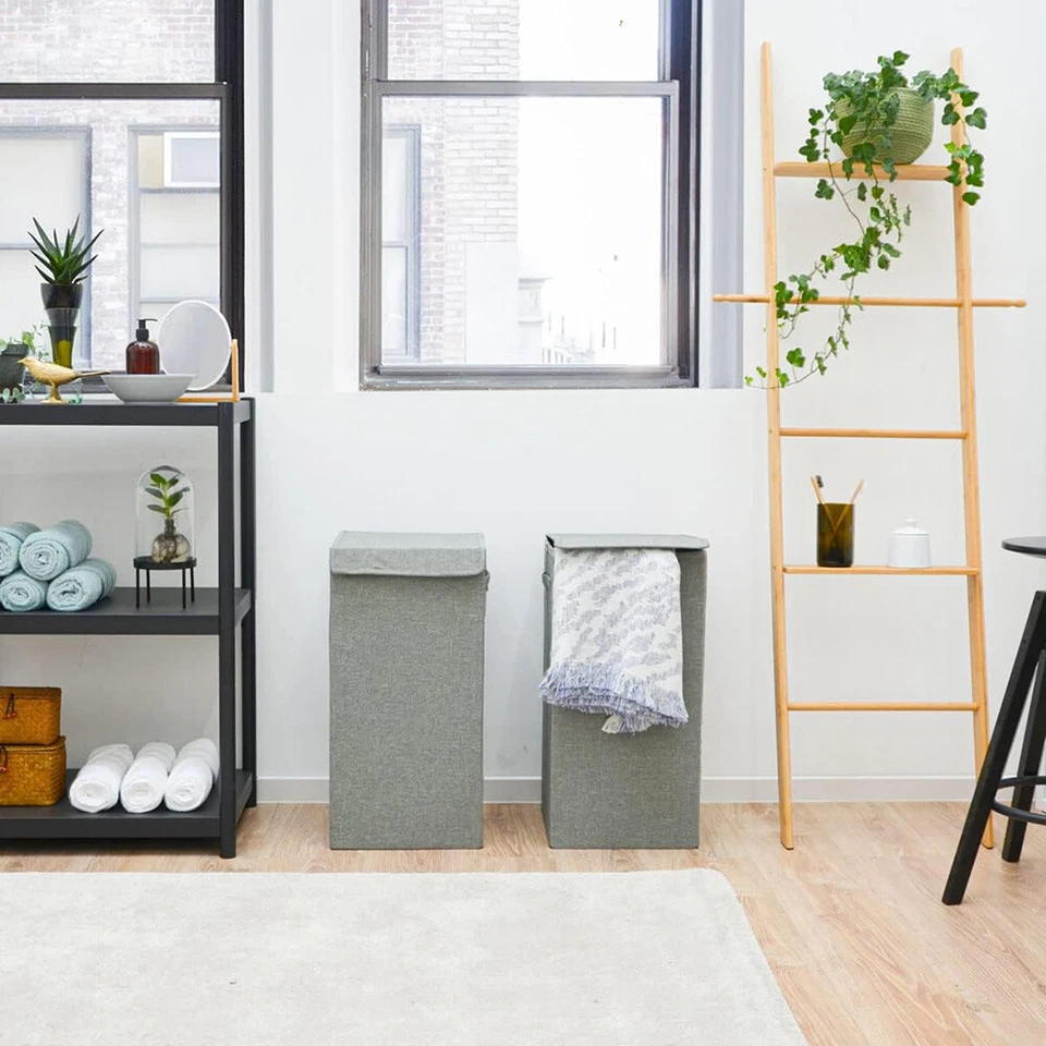 Große 100L Aufbewahrungsbox Wäsche Sammler Korb Truhe Behälter mit Deckel Filz - Bild 2 von 4