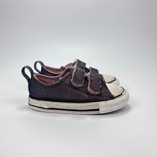 Converse All Star Glitter Metallic Silver 2 Straps Low Top Shoes Kid's Size 6