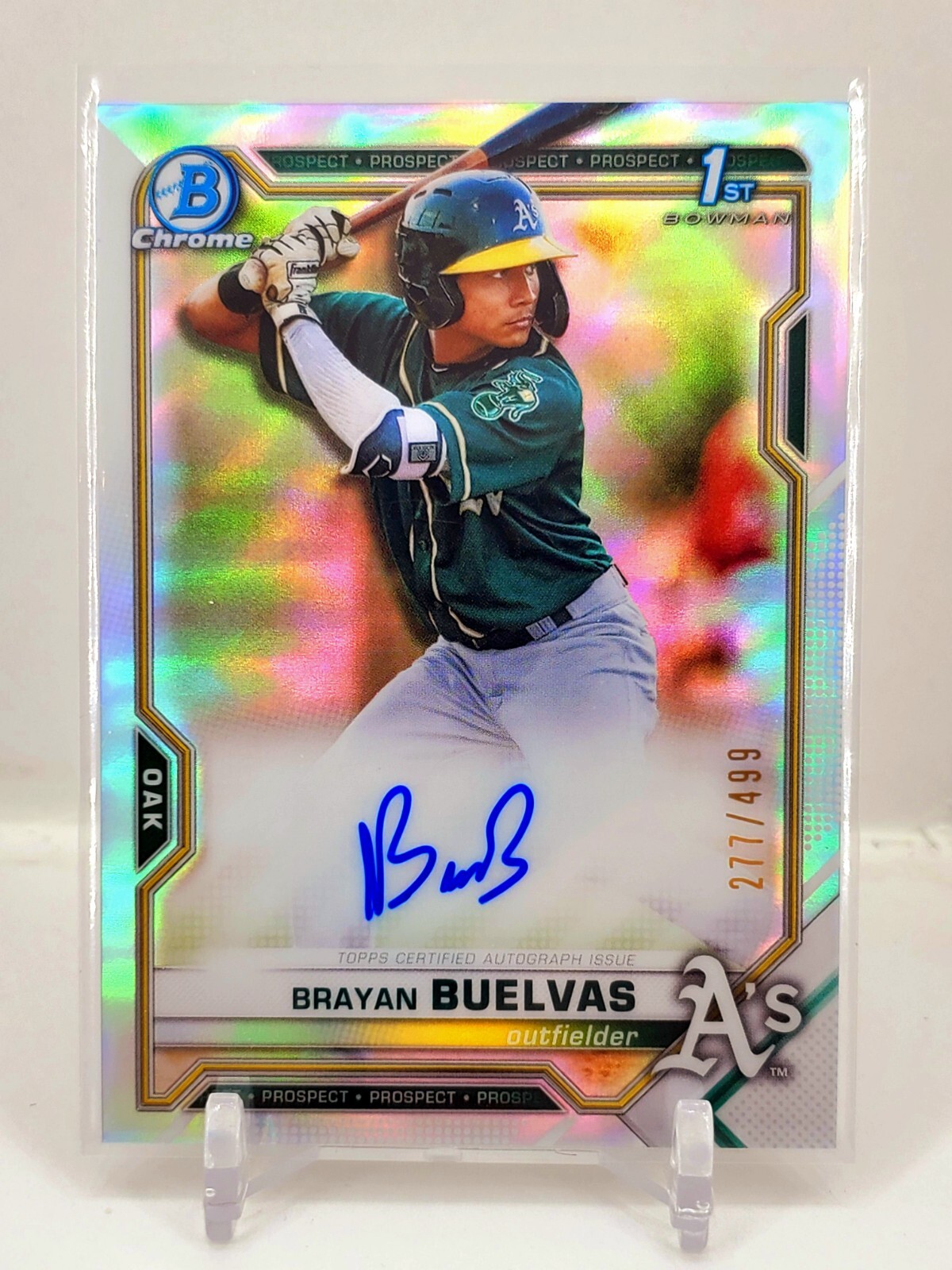 2021 Bowman Chrome 1st Brayan Buelvas Refractor Auto 277/499 A's HOT ROOKIE RC