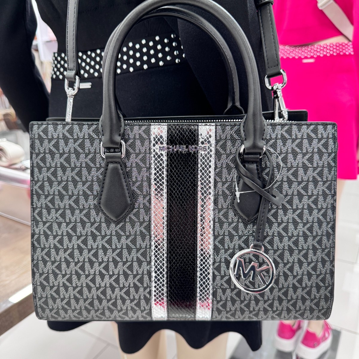 Michael Kors Sheila Medium Center Zip Satchel Crossbody Bag MK 