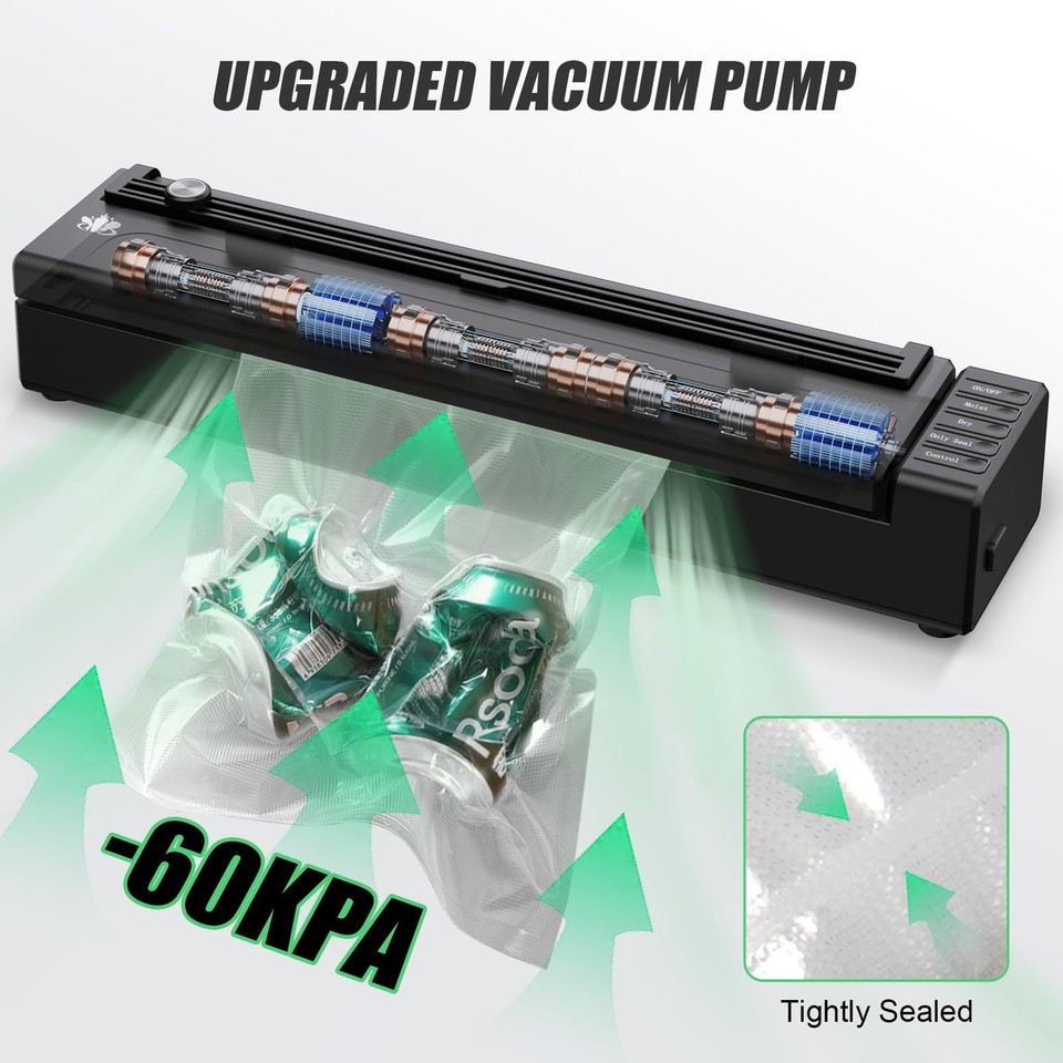 Cordless Rechargeable Vacuum Sealer Machine for Food Storage and Sous