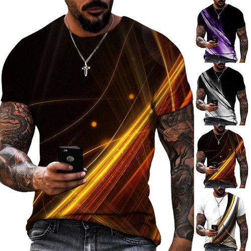 T-shirt Homme/femme Running Flame Horse Impression 3D - Manches Courtes, 88% Polyester 12% Spandex, Multicolore