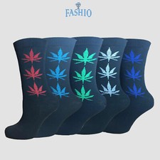 FASHIO Men  s Cotton Rich Weed Solid Pattern Socks Size