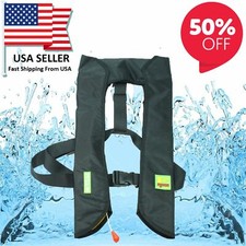 Premium Adult Inflatable Life Jacket Vest Lifesaving PFD C02 Cartridge - Black