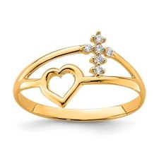 10k Yellow Gold Cubic Zirconia Engagement Ring Size 7