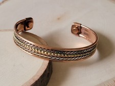 2 Pack Copper Magnetic Bracelet Arthritis Pain Therapy Energy Cuff Bangle