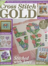 Cross Stitch GOLD April 2014 #41 Floral Exotic Elephant Love Spanish Tiles Cards