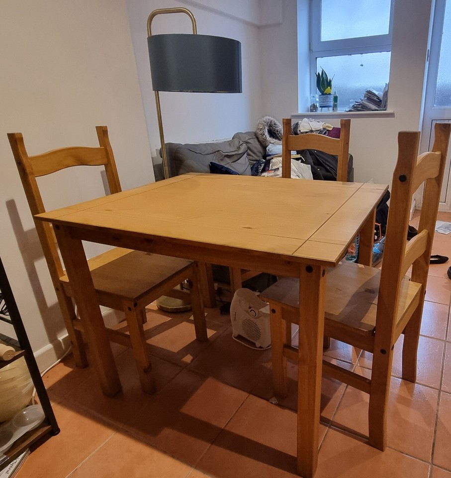 Wooden Dining Table and 4 Chairs eBay