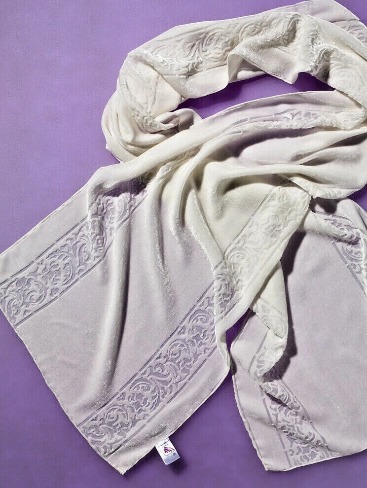 Ideen Scarf Viscose & Silk Long Burn-out velvet Soraya Natural Undyed 180x32cm