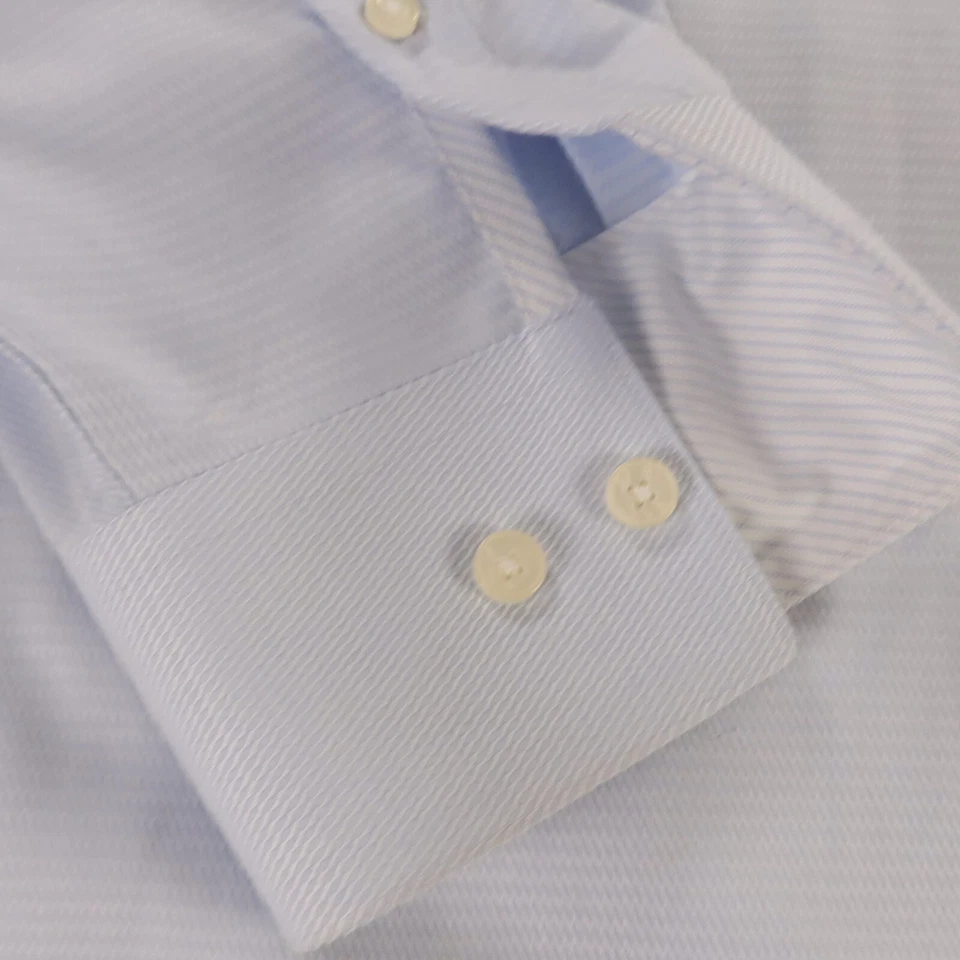 Camisa Jhane Barnes Para Hombres 4XL 20 Azul Algodón Abotonada Calce Ajustado Sin Planchar Foto 4 de 4