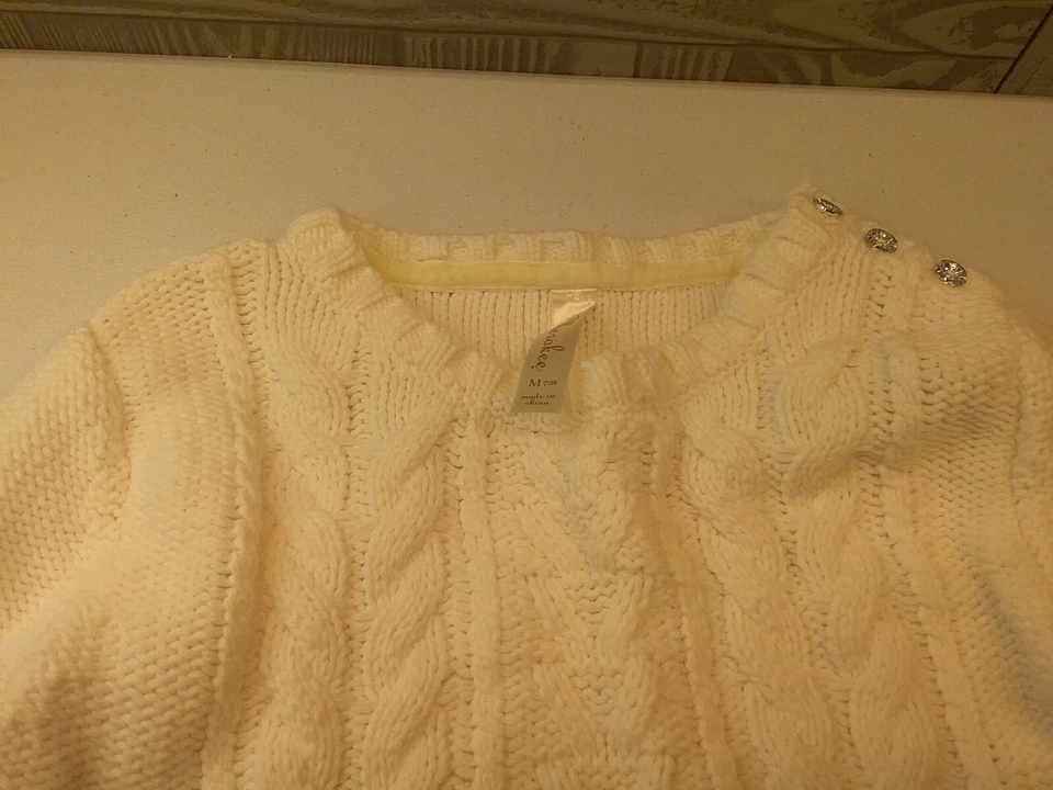 NIÑAS CHEROKEE TALLA MEDIANA 7/8 BLANCO TEJIDO SUÉTER MANGA LARGA ONDULADO Foto 4 de 4