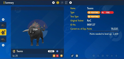 Pokemon Scarlet & Violet 6IV Shiny Paldea Blaze Tauros Max EVs