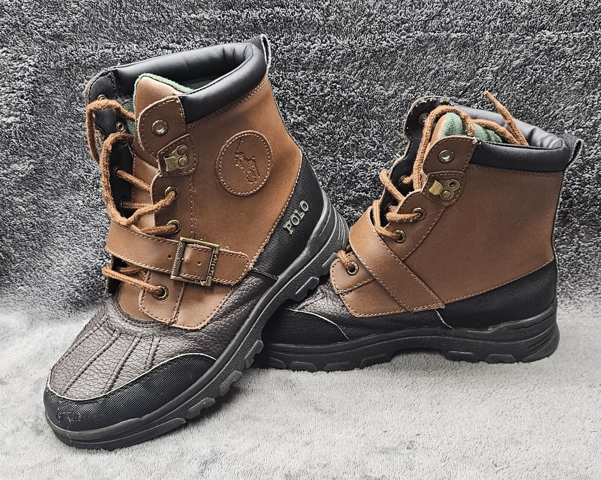 Ralph Lauren Polo Boys Chocolate Brown Leather Colby Boots 