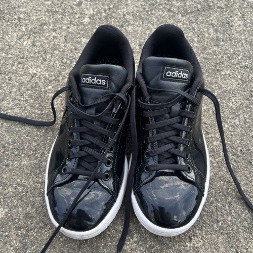 Adidas Cloudfoam Advantage Black Faux Leather Fashion Sneakers Women’s Size 6 - Picture 3 of 6