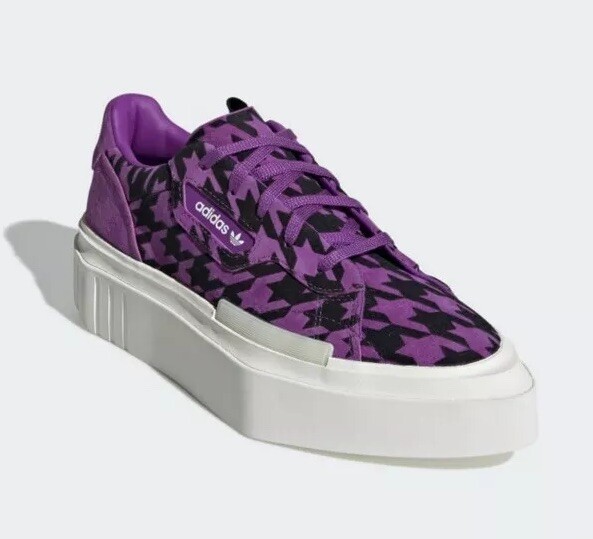 ADIDAS HYPERSLEEK PURPLE BLACK HOUNDSTOOTH SNEAKERS PLATFORM ATHLETIC SHOES SZ 6 | eBay