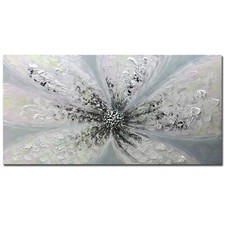3D Wall Art Abstract Wall Decor Pink Flowers Canvas Oil Paintings24x48 Inch