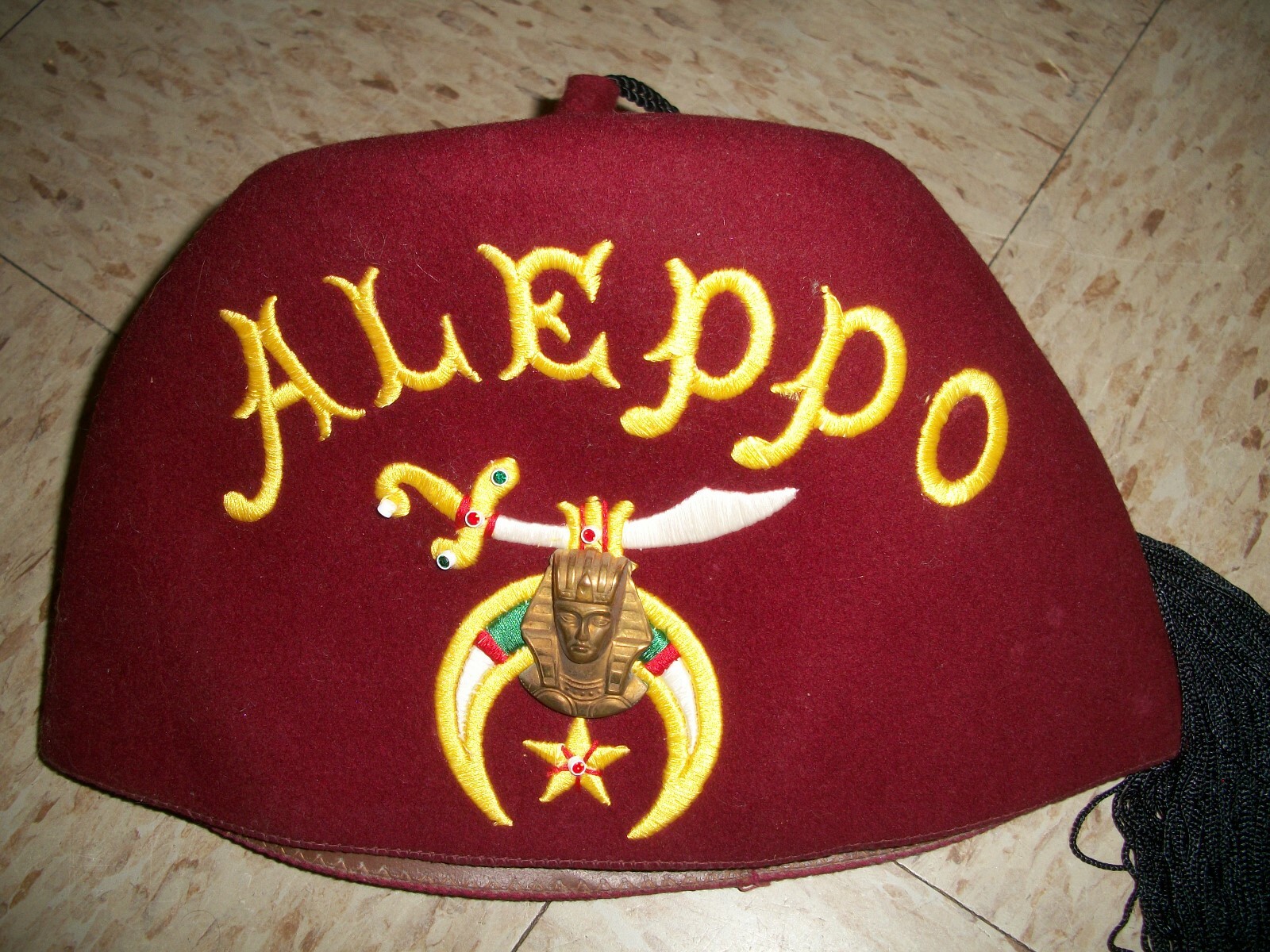 VINTAGE ALEPPO Shriners FEZ HAT w TASSEL & Rhinestone Tassel Pin (size 6 7/8) eBay