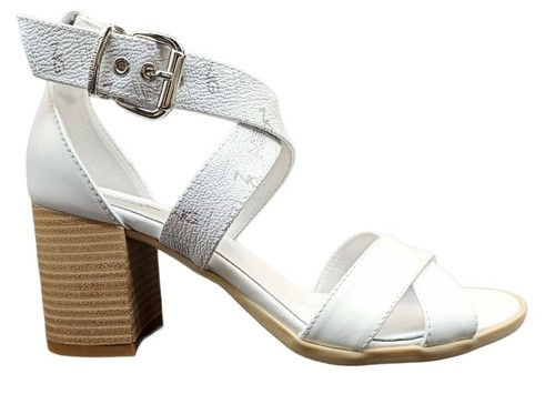 Sandali bianchi in pelle di vitello, tacco 8,5 cm | Primadonna Collection