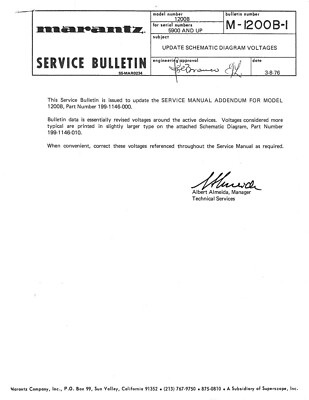 Service Manual-Anleitung für Marantz 1200 B