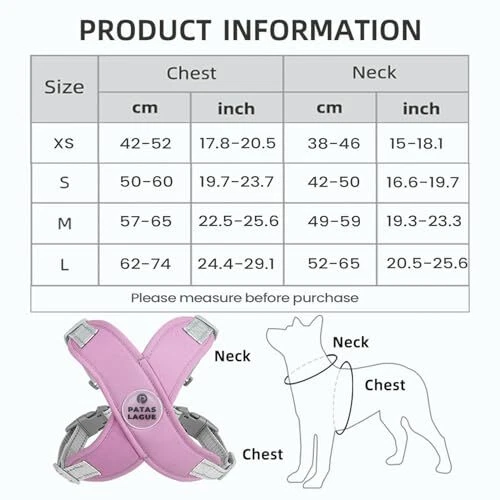 Dog Harness with Leash Set M (Neck 19.3-23.3'' Chest 22.5-25.6'') Purple