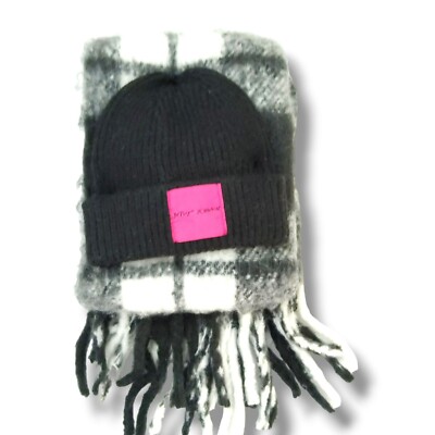 Betsey Johnson Floral Knit Hat & Scarf Set Black Betsey Johnson | Accessories | Newbetsey Johnson Winter Hat  main image 2