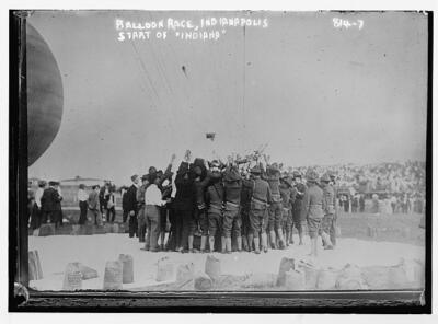 Crowd at balloon race, start of balloon ''Indiana'', Indianapolis c1900 Old Photo