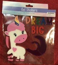 NEW MAGICAL Pink Unicorn Window Gel Clings Stickers Decorations 15 pc DREAM BIG