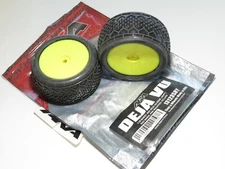 AKA 1:10 BUGGY DEJA VU REAR TIRES (SOFT) EVO WHEEL PRE-MOUNTED YELLOW 13123SRY