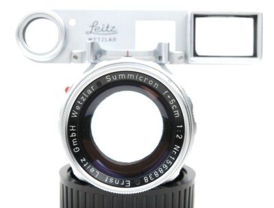Ex+ Leica Leitz Summicron 50mm f/2 w/Goggle 156xxxx Silver Made in