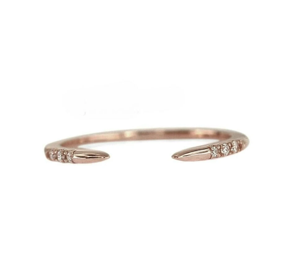 Anillo brazalete de diamantes para mujer anillo de oro macizo de 14K regalo de Navidad para esposa. Foto 4 de 4