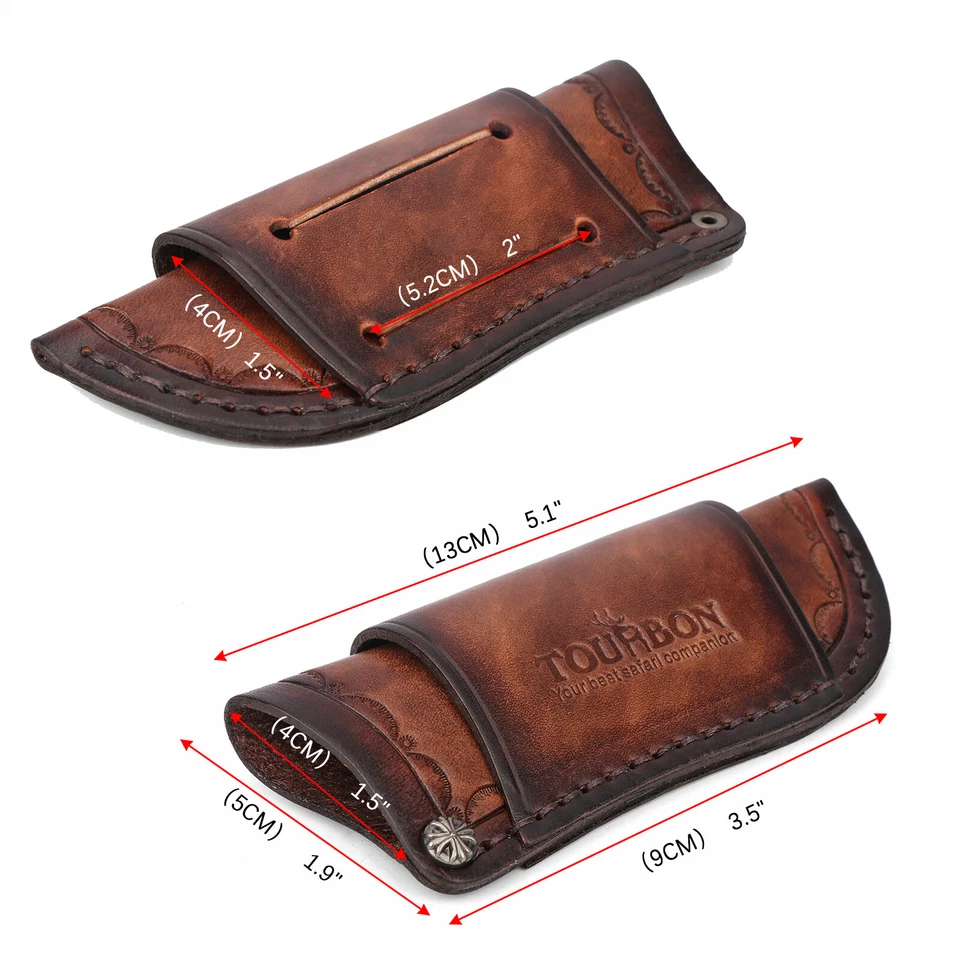 TOURBON Real Leather Folding Knife Belt Holster Horizontal/Vertical Sheath US - Image 2 of 4