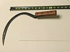 Vintage Hand Sickle Scythe Un-Branded W/ Large Wood Handle