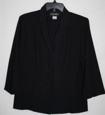 Requirements Misses 10 Solid Black Jacket Career Blazer 3 Button Lightweight