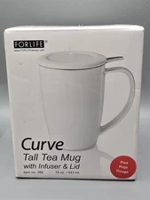 FORLIFE CURVE TALL TEA MUG WITH INFUSER & LID RED NEW IN BOX
