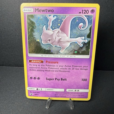 #ad Mewtwo SM77 Black Star Promo Holo SWIRL Pokémon Card 2017 Pressure $29.99